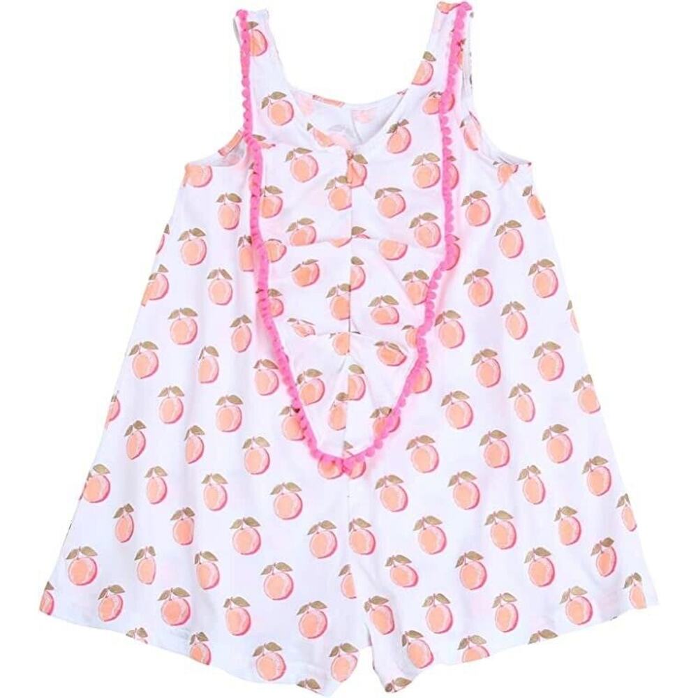 Egg by Susan Lazar Toddler Girl Printed Kiera Peach Cotton Romper 3T EUC